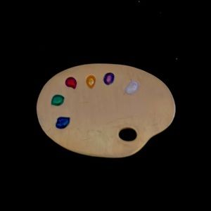 Painter’s palette metal brooch